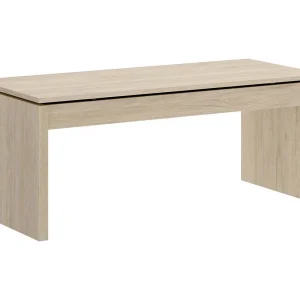 Dmora Salontafel Cuar 50x102x43h cm Bruin Eiken Opslagvak Verhoogbaar Blad, Rechthoekige Vorm