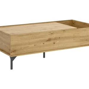 Dmora Salontafel Cuna 60x99x41h cm Bruin Eiken Knopen, Opbergruimte, Eén Vak, Rechthoekig
