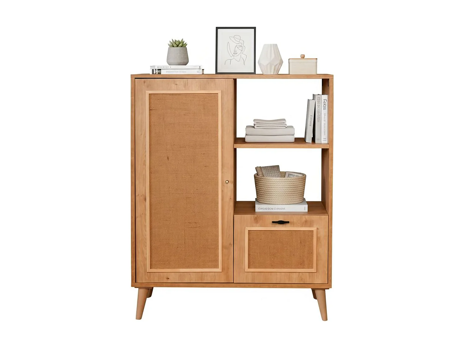Dpozz Dressoir, Woonkamer Buffet, Woonkamer, Keuken Pantry, 90x40h110 cm, Eiken