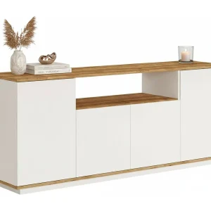 CredenzEen Dpas, Woonkamerbuffet, Woonkamer, Keukenkast, 180x45h75 cm, Eiken en Wit CredenzEen Dpas, Woonkamerbuffet, Woonkamer, Keukenkast, 180x45h75 cm, Eiken en Wit