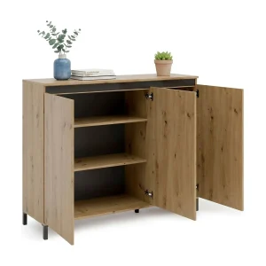 Dceppitell-kast, buffet, woonkamerbuffetO, Keukenplank, Made in Italy, 138x110h40 cm, Wit glanzend en Antraciet Dceppitell-kast, buffet, woonkamerbuffetO, Keukenplank, Made in Italy, 138x110h40 cm, Wit glanzend en Antraciet