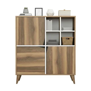 Dpolitaans dressoir, Buffet vanafWoonkamer, Woonkamer, Keukenkast, 100x30h115 cm, Walnoot en Wit Dpolitaans dressoir, Buffet vanafWoonkamer, Woonkamer, Keukenkast, 100x30h115 cm, Walnoot en Wit
