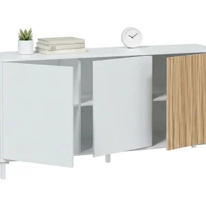 Dolivera dressoir, 3-deurs woonkamerbuffet, Modern woonkamerdressoir, 154x40h74 cm, Wit Dolivera dressoir, 3-deurs woonkamerbuffet, Modern woonkamerdressoir, 154x40h74 cm, Wit