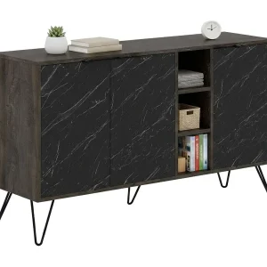 CredenzEen Dpenz, Woonkamerbuffet, Woonkamer, Keukenkast, 142x36h83 cm, Oxide en Zwart Marmer CredenzEen Dpenz, Woonkamerbuffet, Woonkamer, Keukenkast, 142x36h83 cm, Oxide en Zwart Marmer