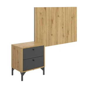 Dmora Bedhead Colombine 3×99 cm Zwart Antraciet Enkel Structuurmateriaal Spaanplaat, Structuurkleur Bruin