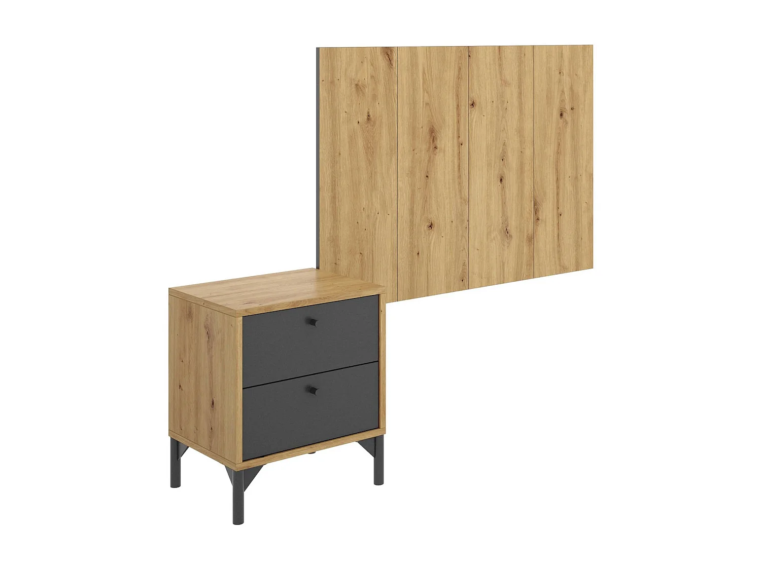 Dmora Bedhead Colombine 3x99 cm Zwart Antraciet Enkel Structuurmateriaal Spaanplaat, Structuurkleur Bruin
