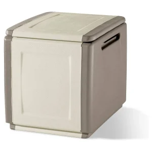 Dbarbier kofferbak, multifunctionele kist, opbergkofferbak, opbergdoos, 100% gemaaktIn Italië, 54x53h57 cm, Beige en Bruin