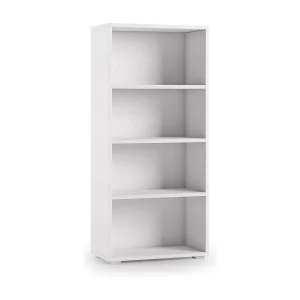Dmora Boekenplank Giacinto 30x60x130h cm Wit 3 Planken Verstelbare Plank, Bibliotheek Wandmontage Made in Italy