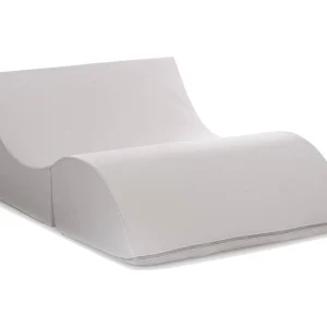 Dabbes opklapbed, Poef om te bouwen tot tweepersoonsbed, 100% Made in Italy, Poef om te bouwen tot chaise longue in eco-leer, 100x200h70 cm, Wit