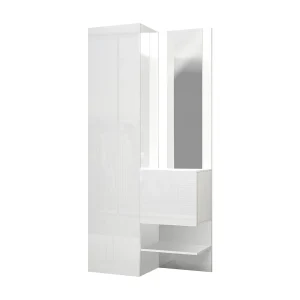 Dcristant entreekast, 2-deurs multifunctionele kast, Multifunctionele kast met spiegel, 90x35h190 cm, Wit