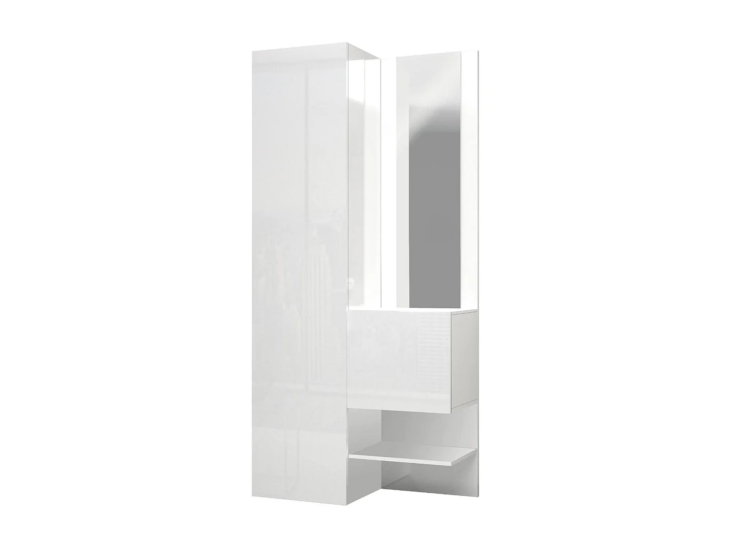 Dcristant entreekast, 2-deurs multifunctionele kast, Multifunctionele kast met spiegel, 90x35h190 cm, Wit