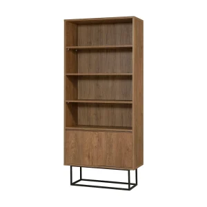 Dbozhana Boekenkast, kantoorplank, Boekenkast, Bibliotheek, 80x36h182 cm, Walnoot en Zwart Dbozhana Boekenkast, kantoorplank, Boekenkast, Bibliotheek, 80x36h182 cm, Walnoot en Zwart