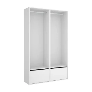 Dra grote kledingkast, Slaapkamermeubel, Inloopkast, Kledingkast, 120×45 h205 cm, Wit en Eiken