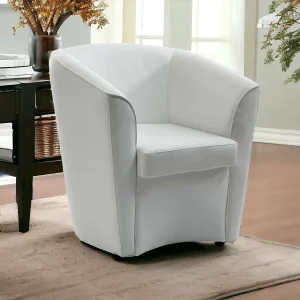 Dabbiat Fauteuil, Woonkamerfauteuil, 100% Made in Italy, Ontspannende fauteuil van ecoleer, 70x60h74 cm, Wit