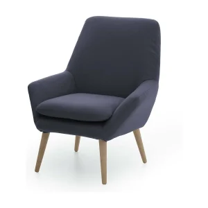 Dabdall fauteuil, Design lounge fauteuil, 100% Made in Italy, Ontspannende fauteuil in gecapitonneerde stof, 80x70h95 cm, Blauw