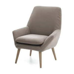 Dabdall fauteuil, Design fauteuil voor woonkamer, 100% Made in Italy, Ontspannende fauteuil in gewatteerde stof, 80x70h95 cm, Taupe