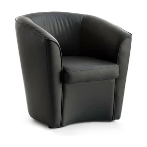 Dabbiat Fauteuil, Woonkamerfauteuil, 100% Made in Italy, Ontspannende fauteuil van eco-leer, 70x60h74 cm, Zwart