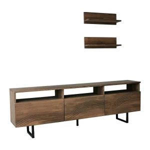Dpigin tv-meubel, woonkamer dressoir, laag tv-meubel, uitgerust wandonderstel, 170x30h40 cm, walnoot