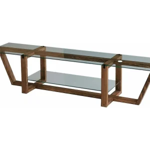 Dmatturr TV deurkast, Woonkamer dressoir, Lage TV kast, Ingebouwde wandvoet, 158x35h35 cm, Walnoot