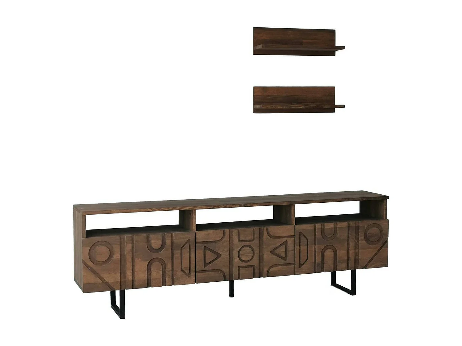 Dpatrici tv-meubel, bijzit, lage tv-meubel, wandstandaard, 170x30h40 cm, walnoot