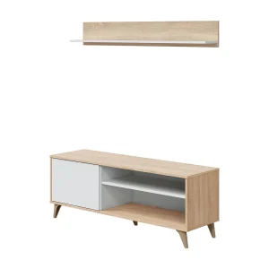 Dhuijse TV-meubel, Dressoir voor woonkamertelevisie met 1 deur, TV-meubel woonkamer, Design dressoir, 135x40h50 cm, Eiken Dhuijse TV-meubel, Dressoir voor woonkamertelevisie met 1 deur, TV-meubel woonkamer, Design dressoir, 135x40h50 cm, Eiken