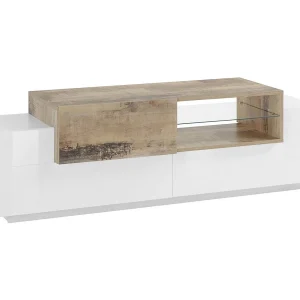 Dmora Tv-meubel Pablo 45x160x51 cm Wit Hoogglans 2 Planken 3 Vakken, 3 Deuren Made in Italy Dmora Tv-meubel Pablo 45x160x51 cm Wit Hoogglans 2 Planken 3 Vakken, 3 Deuren Made in Italy