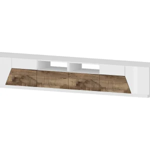 Dmora Tv-meubel Gregorio 43x260x46 cm Bruin Glanzend 3 Planken 2 Lades, 4 Vakken Made in Italy Dmora Tv-meubel Gregorio 43x260x46 cm Bruin Glanzend 3 Planken 2 Lades, 4 Vakken Made in Italy
