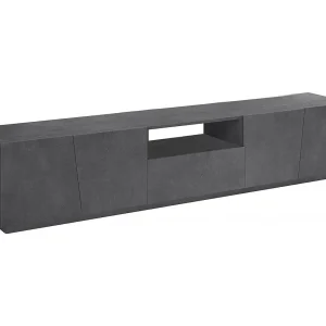 Dlori TV-meubel, Laag woonkamerdressoir, TV-meubelbasis, 100% Made in Italy, 220x43h46 cm, Leisteen