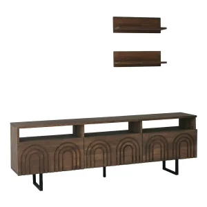 Dflabore tv-meubel, CrWoonkamergebouw, Lage kledingkast voor tv, Uitgeruste wandvoet, 170x30h40 cm, Walnoot Dflabore tv-meubel, CrWoonkamergebouw, Lage kledingkast voor tv, Uitgeruste wandvoet, 170x30h40 cm, Walnoot