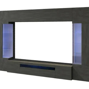 Dmora Wandmeubel Clementino 40x290x191h cm Zwart Antraciet 14 Planken 6 Deuren, 18 Vakken Made in Italy Dmora Wandmeubel Clementino 40x290x191h cm Zwart Antraciet 14 Planken 6 Deuren, 18 Vakken Made in Italy