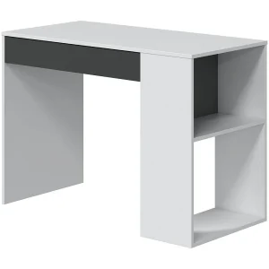 Dmora Bureau Boise 50x101x73h cm Wit, Één Lade, 2 Planken, Moduleerbaar