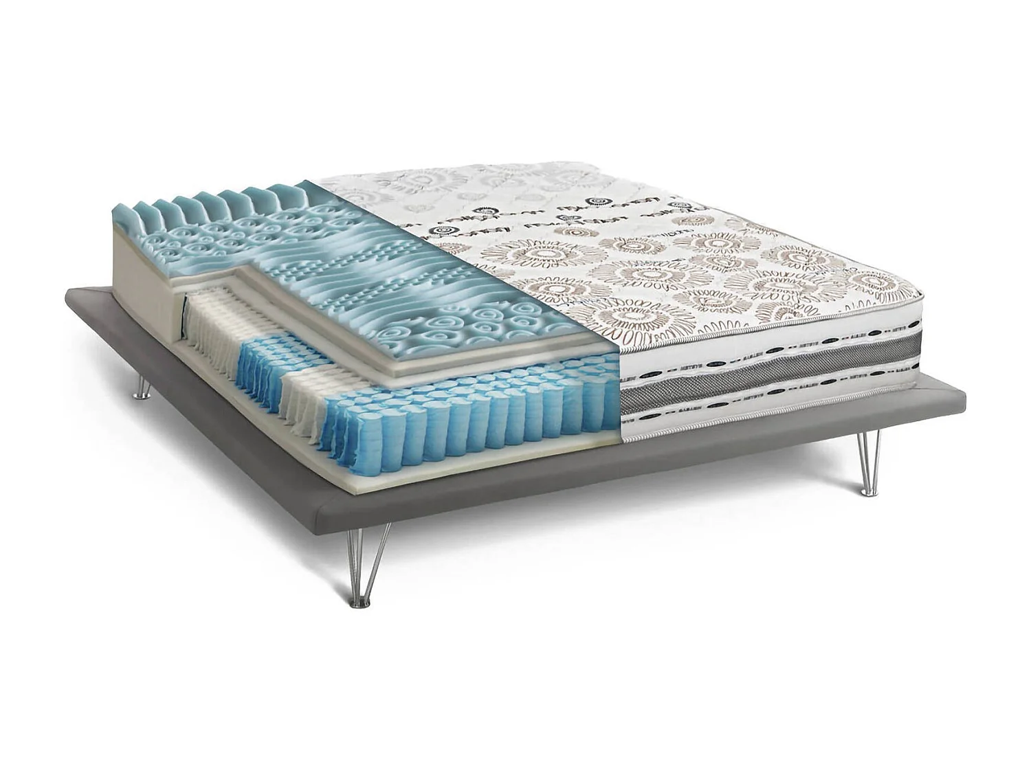 Dcapril dubbele matras, afneembare hoes in Memory Foam en onafhankelijke microveren, 100% Made in Italy, anti-mijt en hypoallergeen, 120x190h25 cm