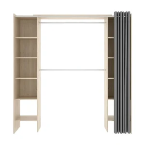 Dmora Grote Garderobe Wetterhorn 50x205h cm Bruin Eiken met 1 Lade 4 Planken, Slaapkamer Kast Kledinghanger