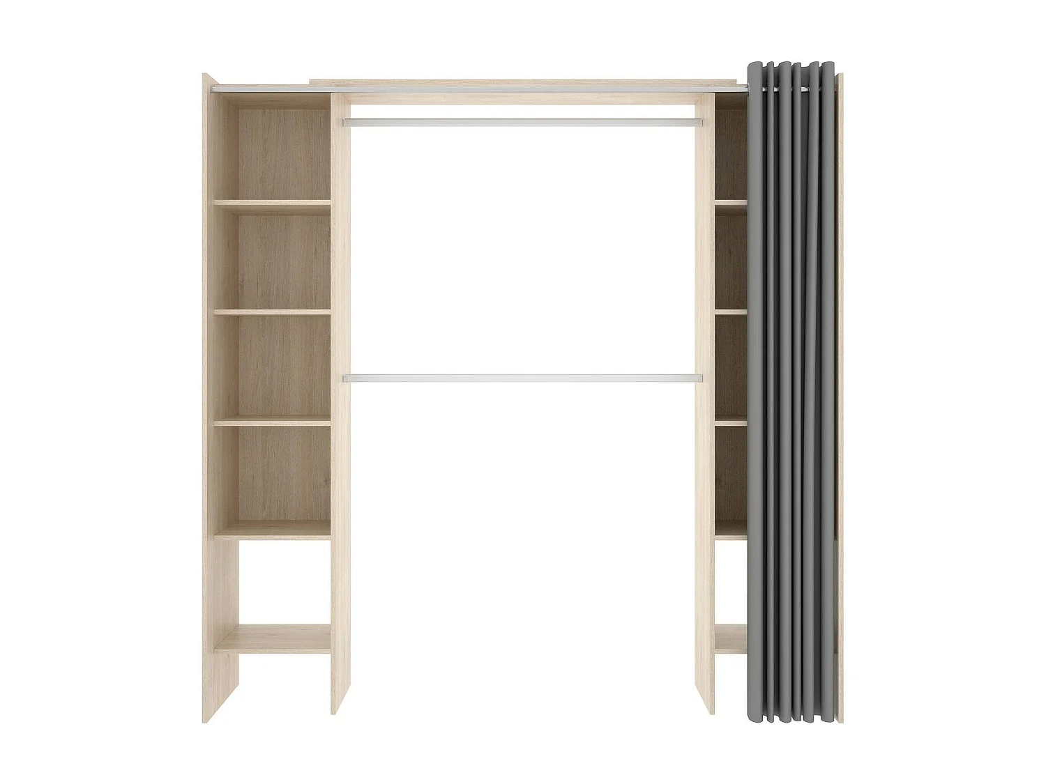 Dmora Grote Garderobe Wetterhorn 50x205h cm Bruin Eiken met 1 Lade 4 Planken, Slaapkamer Kast Kledinghanger
