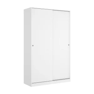 Dcapuan kledingkast, Kledinghanger voor slaapkamer, Kledingkast met 2 schuifdeuren, 120x50h204 cm, Wit