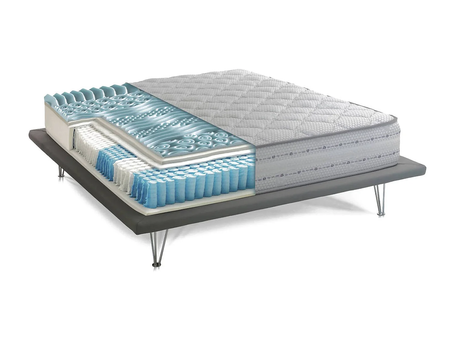 Ddapozz dubbele matras, Memory Foam en pocketveringmatras, 100% Made in Italy, Anti-mijt en hypoallergeen, 160x200h26 cm