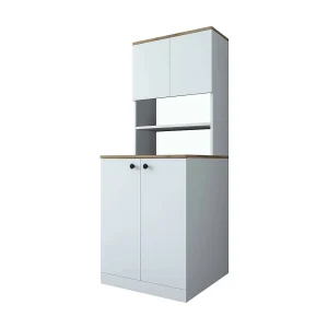 Dmaifred grote multifunctionele kledingkast, Multifunctionele kast, Schoenenrekkast, Schoenenkast, 70x73h184 cm, Wit en Walnoot