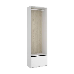 Dki grote kledingkast, Slaapkamermeubel, Inloopkast, Kledingkast, 60×45 h205 cm, Wit en Eiken