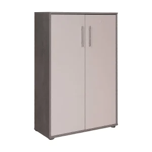 Dpazzin multifunctionele kledingkast met 2 deuren, extra kast, schoenenkast, multifunctionele boekenkast met 2 deuren, 79x34h118 cm, cement en wit Dpazzin multifunctionele kledingkast met 2 deuren, extra kast, schoenenkast, multifunctionele boekenkast met 2 deuren, 79x34h118 cm, cement en wit