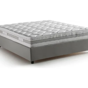 Daajj tweepersoonsbed, Opbergbed met stoffen bekleding, 100% Made in Italy, Opening aan de voorkant, inclusief matras 140×190 cm, Grijs