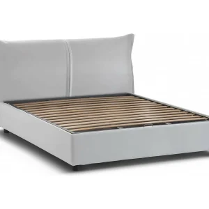 Dbaji tweepersoonsbed, Opbergbed met stoffen bekleding, 100% Made in Italy, Opening aan de voorkant, geschikt voor matras van 160×200 cm, Wit