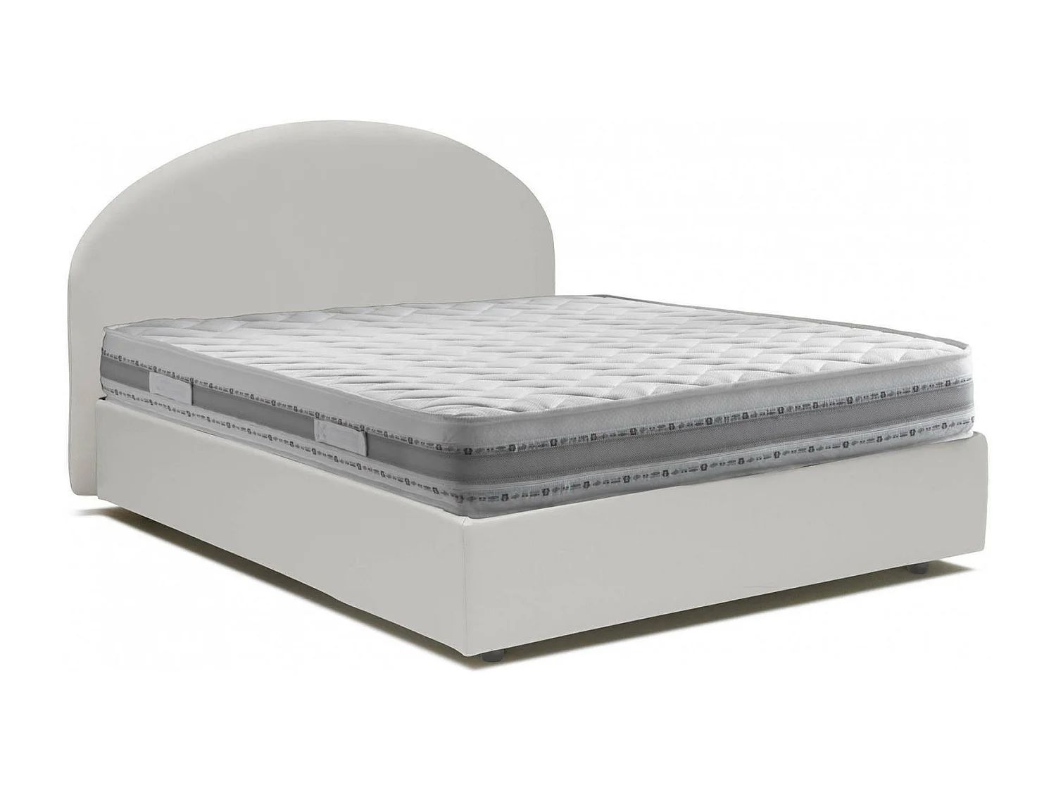 Dbombag tweepersoonsbed, Opbergbed met bekleding van eco-leer, 100% Made in Italy, Opening aan de voorkant, inclusief matras 160x190 cm, Wit