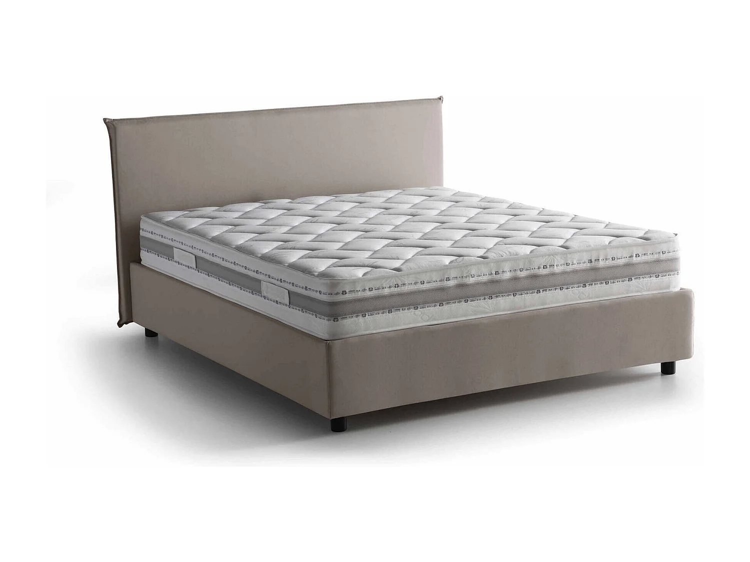 Italia Talamo Tweepersoonsbed Brenda Grijs taupe taupe Tortora Inclusief Matras, Afneembaar, Opbergruimte Made in Italy