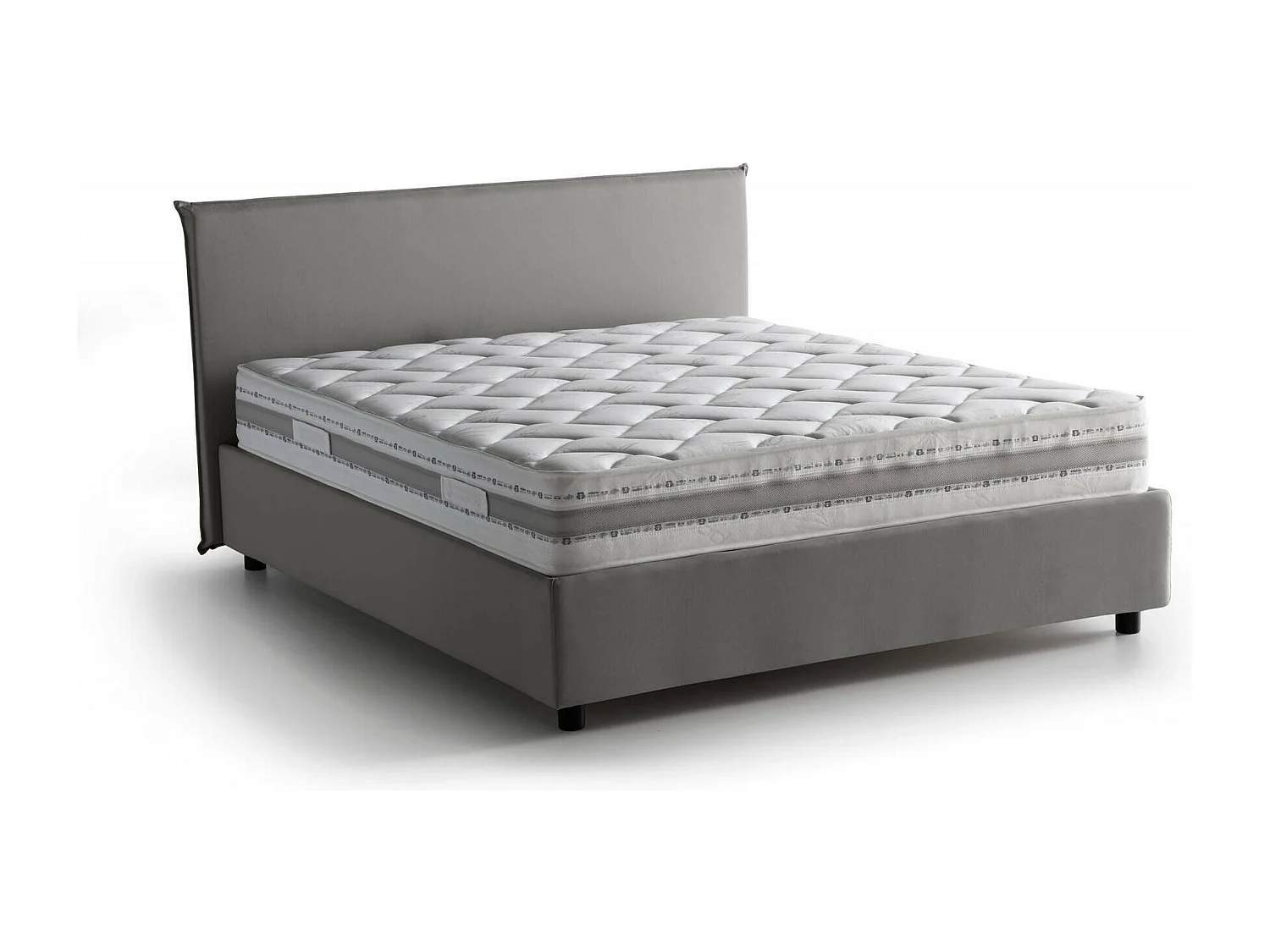 Talamo Italia Tweepersoonsbed Brenda Grijs Inclusief Matras Afneembaar, Opbergvak Made in Italy