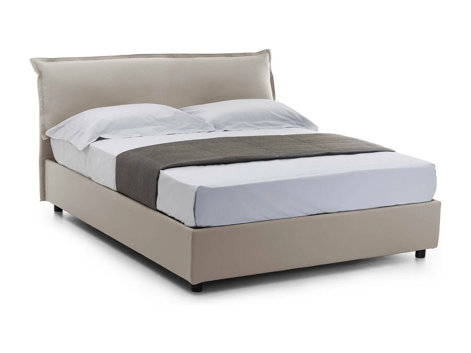 Talamo Italië Tweepersoonsbed Clodovea Grijs Tortora Met Matras, Afneembare Hoes, Opslagruimte Made in Italy
