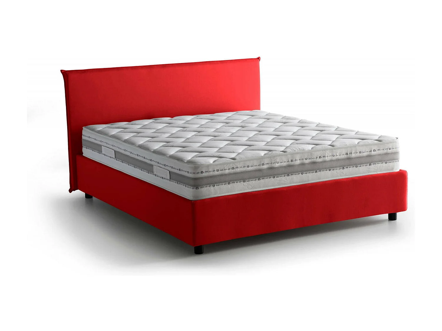 Dame tweepersoonsbed, Opbergbed met stoffen bekleding, 100% Made in Italy, Opening aan de voorzijde, inclusief matras 160x190 cm, Rood