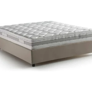 Daajj tweepersoonsbed, Opbergbed met stoffen bekleding, 100% Made in Italy, Opening aan de voorzijde, inclusief matras 140×190 cm, Taupe
