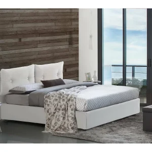 Dabasol eenpersoonsbed, Opbergbed met eco-lederen bekleding, 100% Made in Italy, Zijopening, inclusief matras van 80×190 cm, Wit