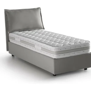 Italia Bed Eenpersoons Carolina Grijs Inclusief Matras, Afneembaar, Met Opbergruimte Made in Italy