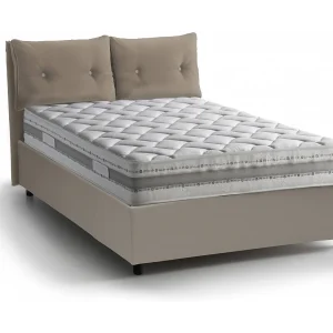Dabasol eenpersoonsbed, Opbergbed met eco-lederen bekleding, 100% Made in Italy, Zijopening, inclusief matras van 80×190 cm, Taupe